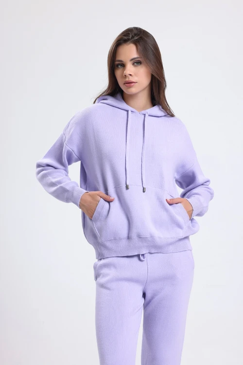 Kapüşonlu Kanguru Cepli Uzun Kollu Düz Kesim Eşofman Takımı IZ3011