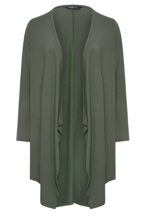 Büyük Beden Asimetrik Kesim Düğmesiz Salaş Uzun Kollu Hırka 321405