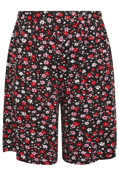 Büyük Beden Beli Lastikli Desenli Bol Kesim Likralı Şort 145049