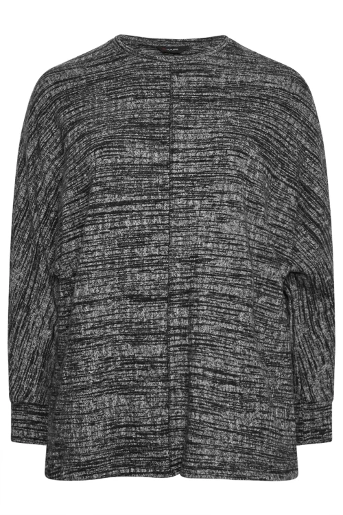 Büyük Beden Bisiklet Yaka Önü Dikiş Detaylı Uzun Kollu Bluz 302607