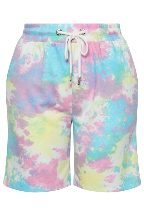 Büyük Beden Cepli Beli Büzgülü Bol Kesim Batik Desenli Şort 303208