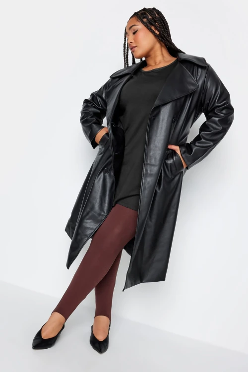 Büyük Beden Suni Deri Detaylı File Kol Yırtmaçlı Bluz 302671