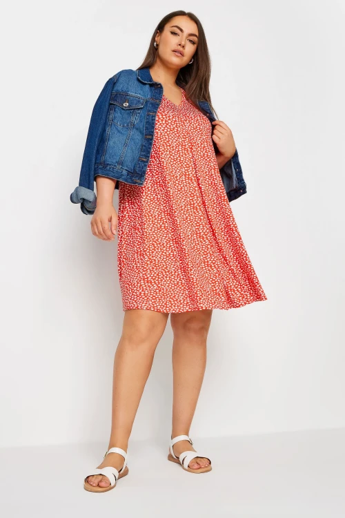 Büyük Beden V Yaka Sıfır Kol Desenli Kısa Elbise 303112