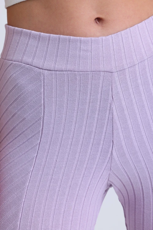 İspanyol Paça İnce Kumaş Beli Lastikli Cepsiz Tayt Pantolon ELİF78