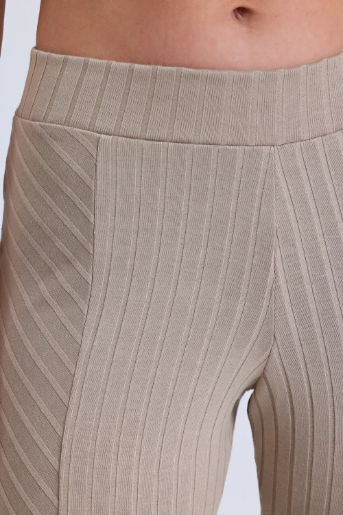 İspanyol Paça İnce Kumaş Beli Lastikli Cepsiz Tayt Pantolon ELİF78