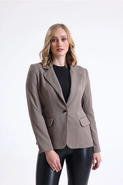 Normal Kesim Tek Düğme Kapamalı Cep Detaylı Blazer Ceket SU-52