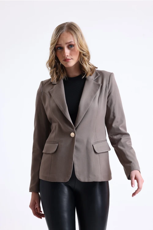 Normal Kesim Tek Düğme Kapamalı Cep Detaylı Blazer Ceket SU-52