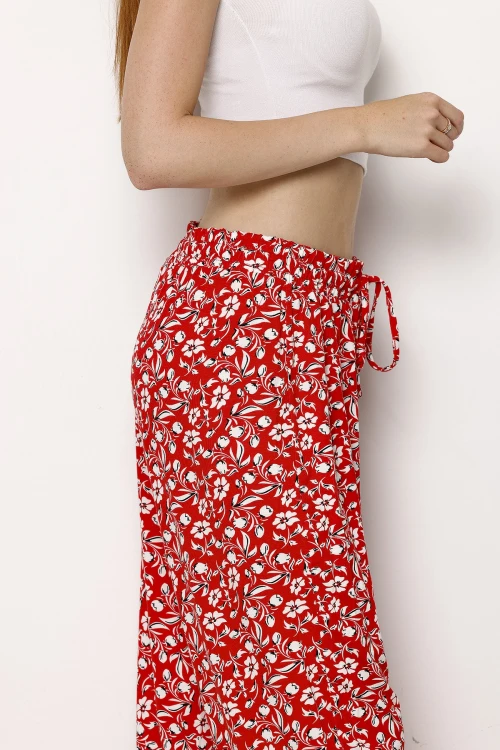 Beli Ve Paçası Lastikli Dar Paça Cepsiz Desenli Pantolon 1085