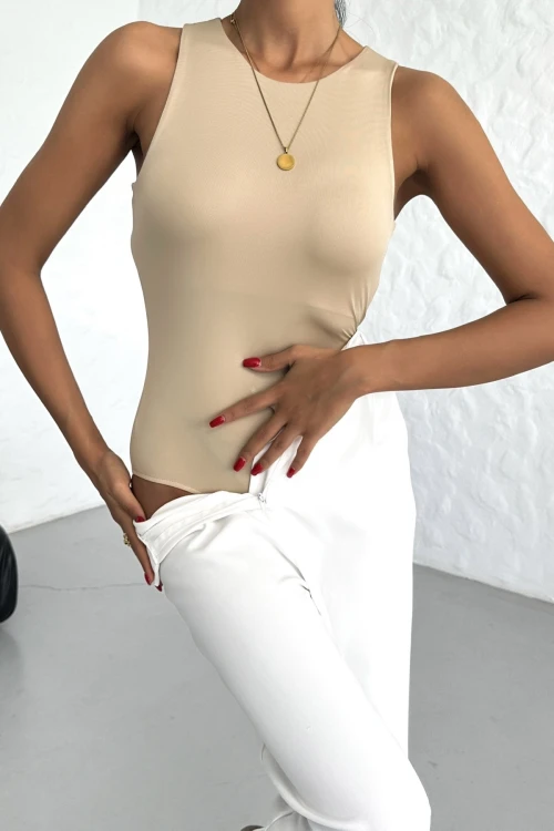 Bisiklet Yaka Sıfır Kol Çıtçıtlı Body