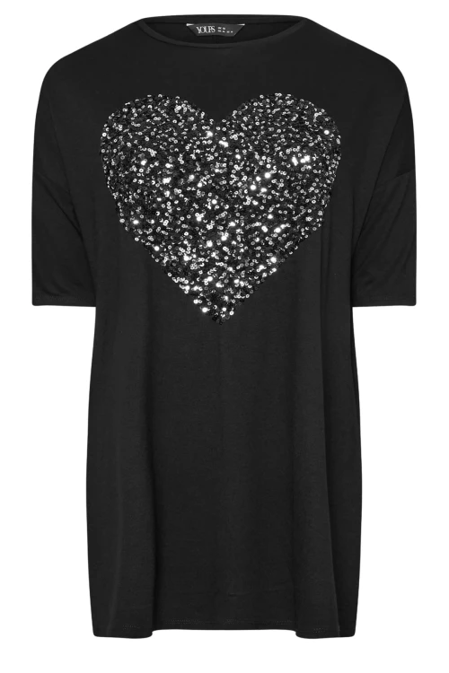 Büyük Beden Bisiklet Yaka Yarım Kollu Payet Süslemeli Yırtmaçlı Bluz 303542