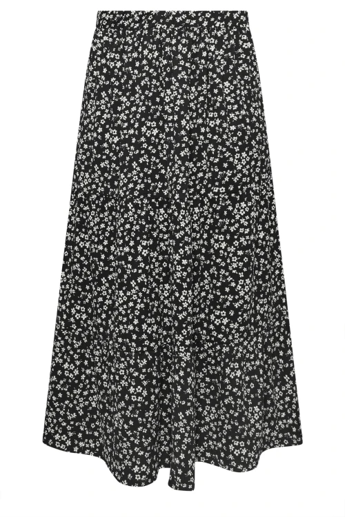 Büyük Beden Uzun Kesim Cepsiz Beli Lastikli Desenli Etek 160320