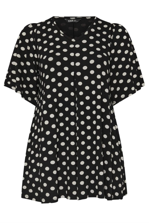 Büyük Beden V Yaka Desenli Asimetrik Kesim Likralı Bluz 303533