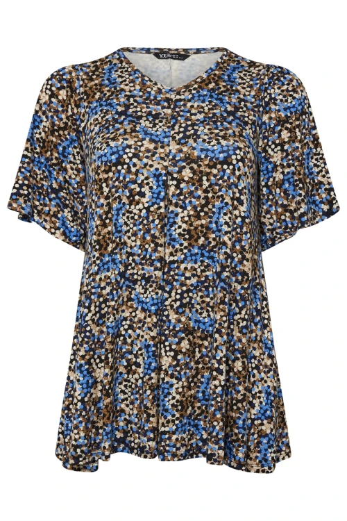 Büyük Beden V Yaka Kısa Kollu Eteği Bollaşan Bluz 303622