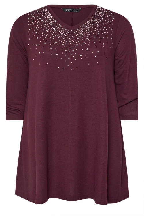 Büyük Beden V Yakası Taş İşlemeli Kolları Büzgülü Bluz 322227