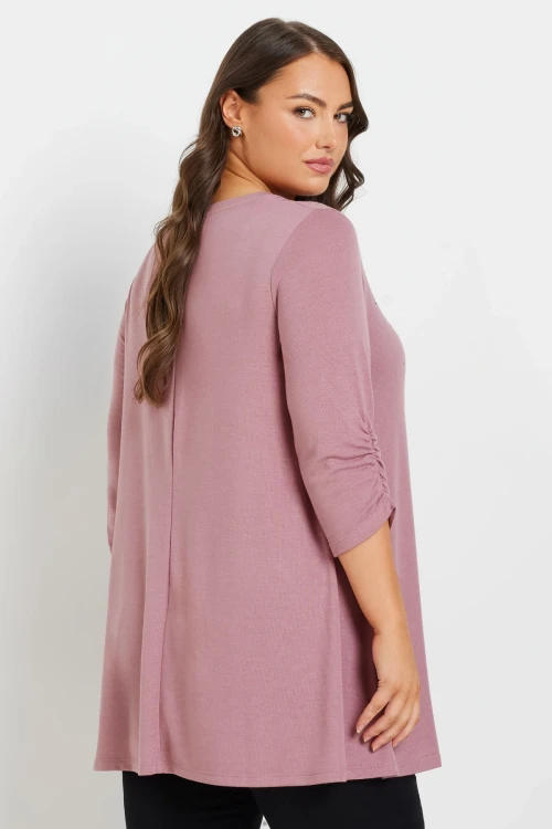 Büyük Beden V Yakası Taş İşlemeli Kolları Büzgülü Bluz 322296