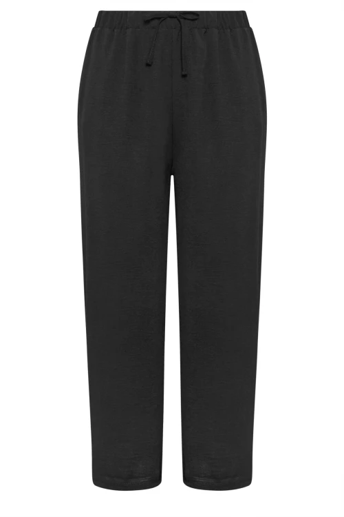 Büyük Beden Beli Lastikli Büzgülü Cepli Bol Paça İnce Pantolon 302837