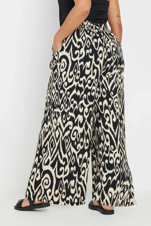 Büyük Beden Beli Lastikli Cepli Bol Paça Bilek Boy Pantolon 303653