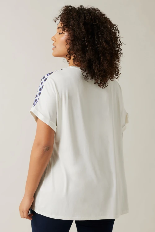 Büyük Beden Bisiklet Yaka Kısa Kollu Çiçek Desenli Bluz 615860