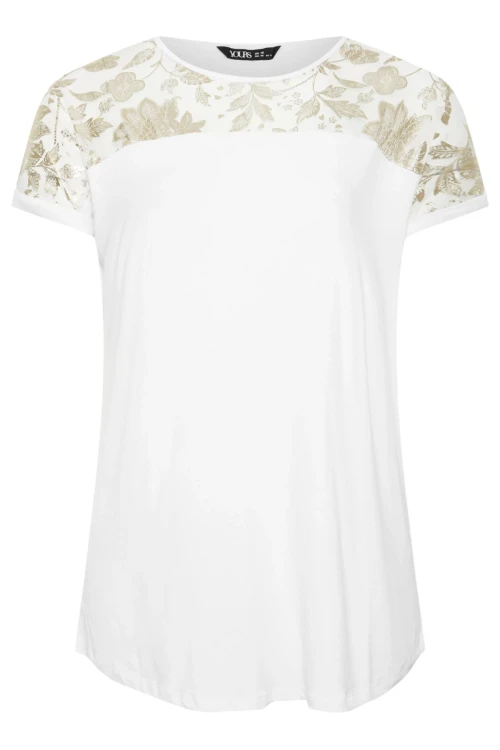 Büyük Beden Bisiklet Yaka Kısa Kollu Yakası Transparan Bluz 303427