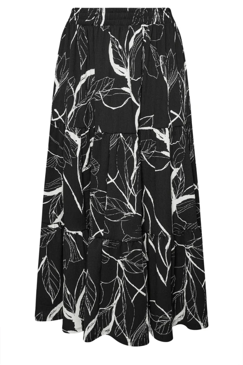 Büyük Beden Bürümcük Kumaş Çiçek Desenli Beli Lastikli Etek 304235