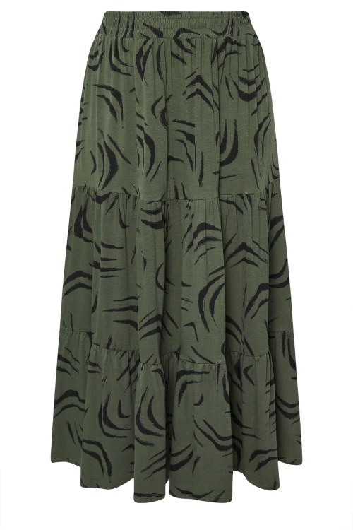 Büyük Beden Bürümcük Kumaş Çiçek Desenli Beli Lastikli Etek 304236