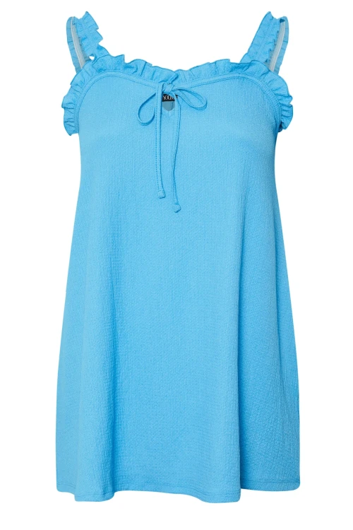 Büyük Beden Geniş Yaka Fırfır Askılı Kol Önü Bağlamalı Bluz 322690