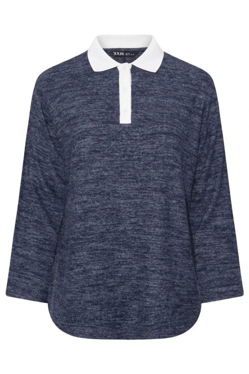 Büyük Beden Gömlek Yaka Uzun Kollu Yumuşak Dokulu Kazak 285043