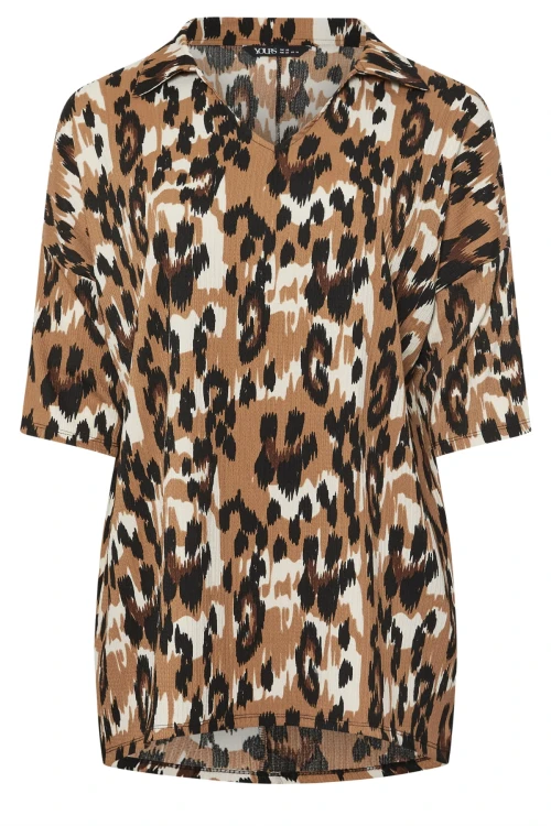 Büyük Beden Gömlek Yaka Yarım Kollu Asimetrik Etek Kesim Uzun Bluz 303633