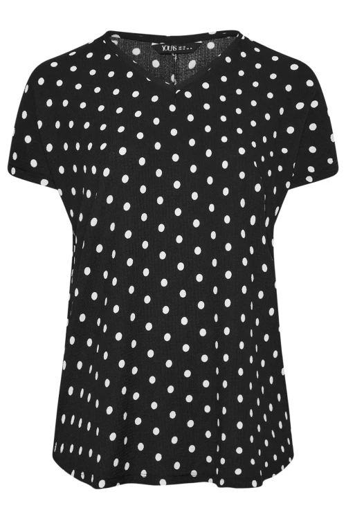 Büyük Beden Kısa Kollu V Yaka Puantiyeli Bluz 303497