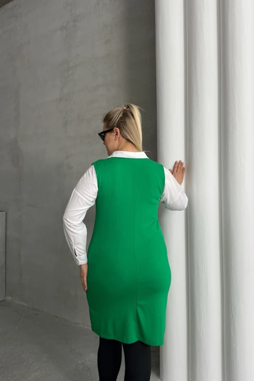 Büyük Beden Sıfır Kol Önü Düğmeli Cep Görünümlü Hırka 300860