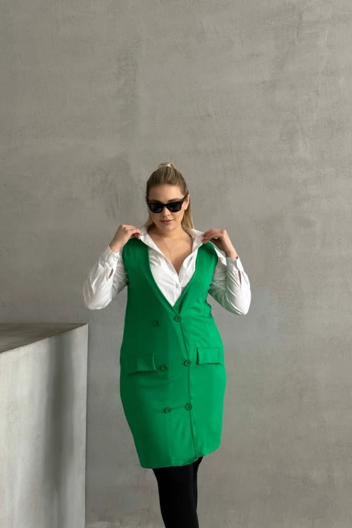 Büyük Beden Sıfır Kol Önü Düğmeli Cep Görünümlü Hırka 300860