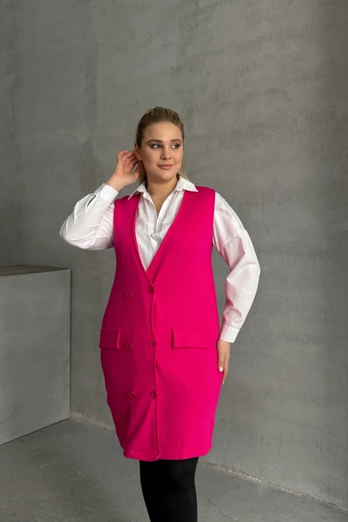 Büyük Beden Sıfır Kol Önü Düğmeli Cep Görünümlü Hırka 300861