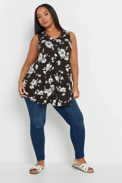 Büyük Beden Sıfır Kol V Yaka Desenli Likralı Bluz 303422