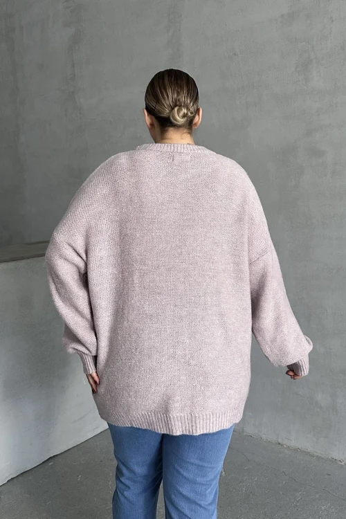 Büyük Beden Uzun Kollu Bisiklet Yaka Triko Kazak DG-05