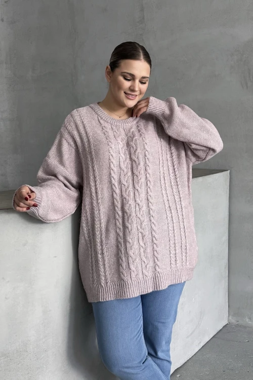 Büyük Beden Uzun Kollu Bisiklet Yaka Triko Kazak DG-05