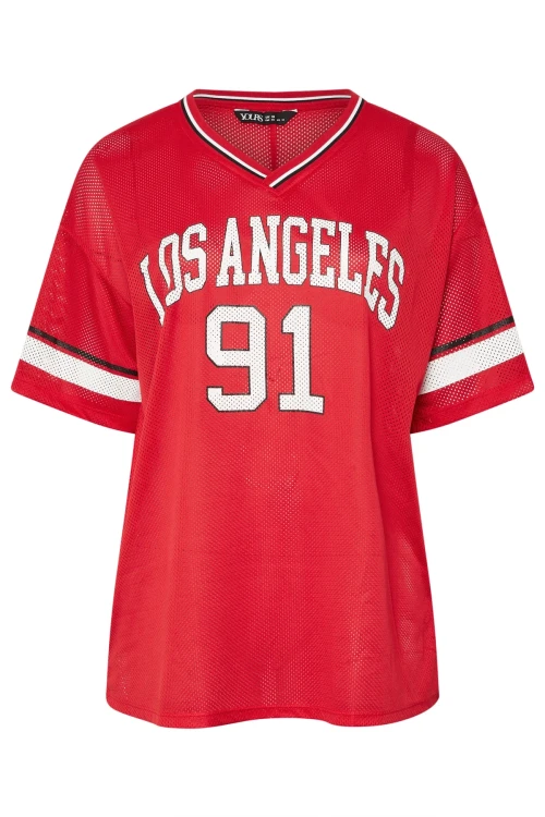 Büyük Beden V Yaka Kısa Kollu Baskılı File T-shirt 303494