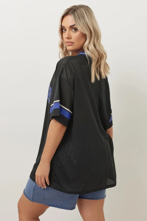 Büyük Beden V Yaka Kısa Kollu Baskılı File T-shirt 304004