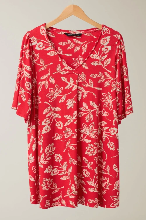 Büyük Beden V Yaka Kısa Kollu Önü Pileli Desenli Likralı Bluz 616172