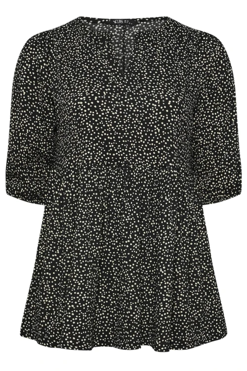 Büyük Beden V Yaka Yarım Kollu Bileği Lastikli Desenli Bluz 322213