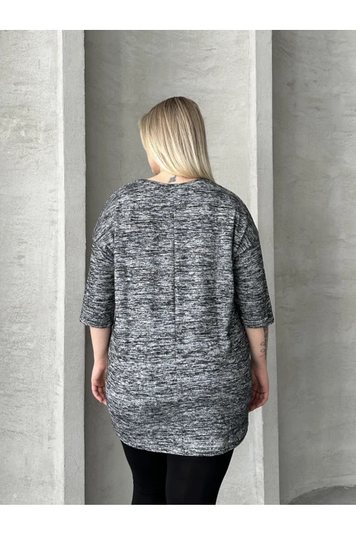 Büyük Beden Yarım Kollu Düğme Detaylı Yumuşak Dokulu Kazak 302987