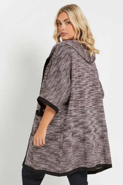 Büyük Beden Yumuşak Dokulu Yarım Kollu Cepli Kapüşonlu Hırka 301796