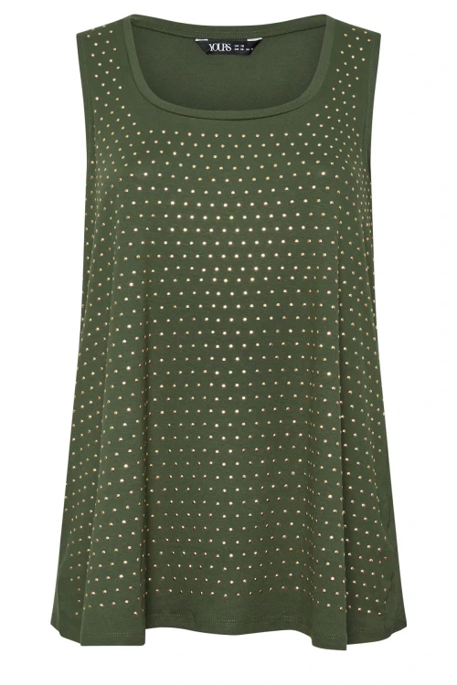 Büyük Beden Yuvarlak Yaka Sıfır Kol Zımba Detaylı Bluz 321832