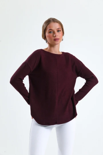 Bisiklet Yaka Yanları Fermuar Detaylı Mevsimlik Triko Sweatshirt 435660