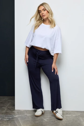 Büyük Beden Beli Lastikli Bol Paça Rahat Kalıp Pantolon 142022