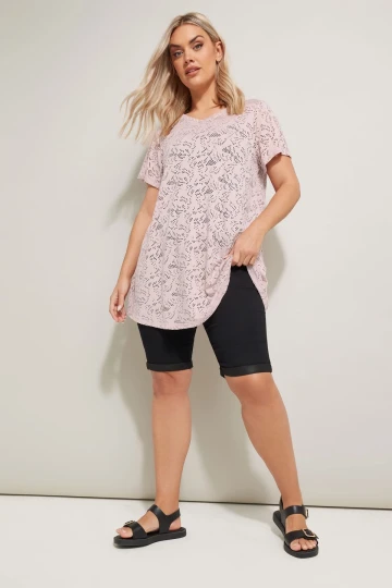 Büyük Beden V Yaka Kolsuz Astarsız Dantel T-shirt 304090