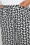 Büyük Beden Beli Lastikli Bol Paça Kalp Desenli Cepli Pantolon 303492