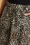 Büyük Beden Beli Lastikli Cepli Leopar Desenli Midi Bol Paça Pantolon 145267