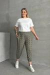 Büyük Beden Beli ve Paçası Lastikli Desenli Cepli Pantolon 303301