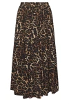 Büyük Beden Bürümcük Kumaş Leopar Desenli Beli Lastikli Etek 304237