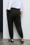 Büyük Beden Paçası ve Beli Lastikli Cepli İnce Pantolon 143299